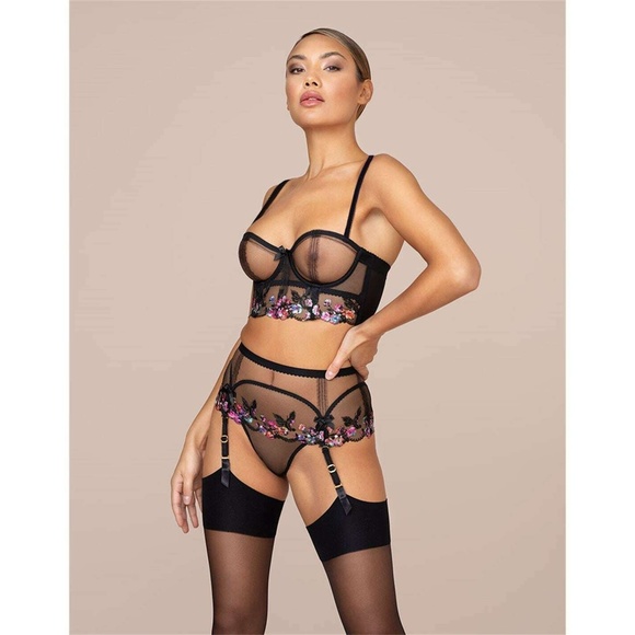 NWT Agent Provocateur Ivey Sheer Black Mesh Longline Bra 32d / 32c / 32dd / 30d - Picture 4 of 9
